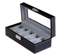 SONGMICS Scatola Porta Orologi a 5 Scomparti con Coperchio in Vetro, Custodia per Orologi con Fodera Vellutata, Serratura e Chiavi JWB05B