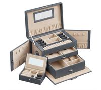 SONGMICS Scatola Portagioie a 3 livelli Porta Gioielli con 2 Cassetti con Mini