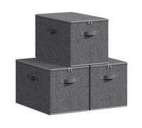 SONGMICS Scatole Portaoggetti con Coperchio, Contenitori Pieghevoli con Maniglie, Organizzatori per Vestiti, Set di 3, 50 x 30 x 30 cm, Tessuto non Tessuto, Grigio Ardesia RZB050GN02