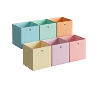 SONGMICS Scatole Portaoggetti, Pieghevoli, Set di 6, 26 x 26 x 28 cm | Organizer Armadio in Tessuto, Multicolore, per Armadi a Cubo, Camera da Letto Soggiorno, Collezione TINA RFB226X01