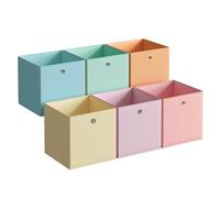 SONGMICS Scatole Portaoggetti, Pieghevoli, Set di 6, 30 x 30 x 30 cm | Organizer Armadio in Tessuto, Multicolore, per Armadi a Cubo, Camera da Letto Soggiorno, Collezione TINA RFB230X01