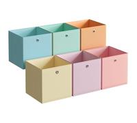 SONGMICS Scatole Portaoggetti, Pieghevoli, Set di 6, 33 x 33 x 33 cm | Organizer Armadio in Tessuto, Multicolore, per Armadi a Cubo, Camera da Letto Soggiorno, Collezione TINA RFB233X01