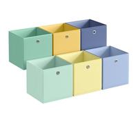 SONGMICS Scatole Portaoggetti, Pieghevoli, Set di 6, 33 x 33 x 33 cm | Organizer Armadio in Tessuto, Multicolore, per Armadi a Cubo, Camera da Letto Soggiorno, Collezione TINA RFB233XA08