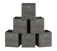 SONGMICS Scatole Portaoggetti, Set di 6 Contenitori con Manico, in Tessuto Oxford e Tessuto Non Tessuto, 26 x 26 x 28 cm, per Scaffali a Cubo, Pieghevoli, Grigio Nebbia RFB126G01