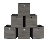 SONGMICS Scatole Portaoggetti, Set di 6 Contenitori con Manico, in Tessuto Oxford e Tessuto Non Tessuto, 33 x 33 x 33 cm, per Scaffali a Cubo, Pieghevoli, Grigio Nebbia RFB133G01