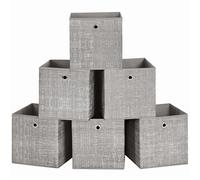 SONGMICS Scatole Portaoggetti, Set di 6 Contenitori in Tessuto Non Tessuto con Manico, 30 x 30 x 30 cm, Unità di Organizzazione, per Scaffale, Pieghevoli, Porta Abiti, Tortora RFB006K01