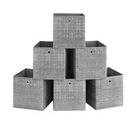 SONGMICS Scatole Portaoggetti, Set di 6 Contenitori in Tessuto Non Tessuto con Manico, 33 x 33 x 33 cm, Unità di Organizzazione, per Scaffale, Pieghevoli, Porta Abiti, Grigio Melange RFB033G01