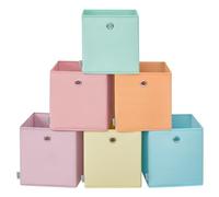 SONGMICS Scatole Portaoggetti, Set di 6 Contenitori in Tessuto Pieghevoli, 26 x 26 x 28 cm, per Armadi a Cubo, Organizer Colorati, Cestini Portaoggetti per Camera da Letto Soggiorno RFB226X01