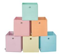 SONGMICS Scatole Portaoggetti, Set di 6 Contenitori in Tessuto Pieghevoli, 30 x 30 x 30 cm, per Armadi a Cubo, Organizer Colorati, Cestini Portaoggetti per Camera da Letto Soggiorno RFB230X01