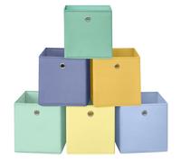 SONGMICS Scatole Portaoggetti, Set di 6 Contenitori in Tessuto Pieghevoli, Inodori, 33 x 33 x 33 cm, per Armadi a Cubo, Organizer Colorati, Cesti Portaoggetti per Camera da Letto Soggiorno RFB233XA08