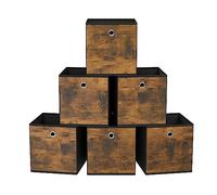 SONGMICS Set di 8 Scatole Portaoggetti Pieghevoli, Contenitori in Tessuto, 33 x 33 x 33 cm, Scatole per Armadio Vestiti, per Camera da Letto Soggiorno, Marrone Vintage e Nero RFB833B01