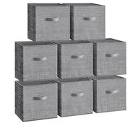 SONGMICS Scatole Portaoggetti, Set di 8 Contenitori da 30 cm in Tessuto Non Tessuto, con Doppie Maniglie, Organizzatori a Cubo, per Scaffale, Pieghevoli, per Abiti, Grigio Giunco ROB830G01