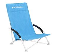 SONGMICS Sedia da Spiaggia Portatile, Tessuto, Azzurra, 57 x 66 x 74 cm