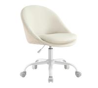 SONGMICS Sedia da Studio, Poltrona da Scrivania Regolabile in Altezza | Imbottita in Gommapiuma, Studio, Camera da Letto, Bianco Crema, OBG020WD01