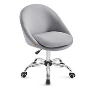 SONGMICS Sedia da Studio, Sedia Girevole di Cotone-lino, Poltrona da Scrivania Imbottita in Gommapiuma Regolabile in Altezza, Studio, Camera da Letto, Grigio Tortora OBG020G01