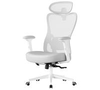 SONGMICS Sedia da Ufficio Ergonomica, Sedia da Scrivania Computer, Poggiatesta e Supporto Lombare Regolabili, Portata Fino a 150 kg, Regolabile in Altezza, Grigio Tortora OBN066GD01