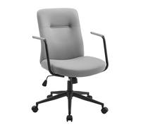 SONGMICS Sedia da Ufficio Girevole, Sedia per Computer, Superficie di PU Facile da Pulire, Altezza Regolabile, Confortevole Schienale e Seduta Curva, Portante 150 kg, Grigio Tortora OBG031G01