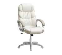 SONGMICS Sedia da Ufficio, Sedia da Gaming, Sedia da Scrivania, Poltrona Direzionale, Ergonomica, Girevole e Regolabile in Altezza, con Ruote, Bianco Crema OBG024W01