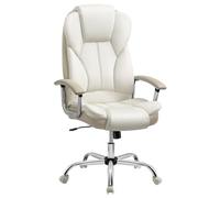 SONGMICS Sedia da Ufficio, Sedia da Scrivania, Sedia da Gaming con Braccioli, Sedia per Computer, Sedia Direzionale, Regolabile in Altezza, per Studio, Bianco Crema e Marrone Cammello OBG057W01