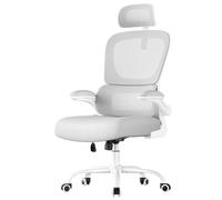 SONGMICS Sedia Ergonomica da Ufficio, Sedia Computer, Tessuto Rete a Doppio Strato, Braccioli Sollevabili, Supporto Lombare Adattabile, Poggiatesta Regolabile, per Studio, Grigio Tortora OBN041G01