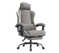 SONGMICS Sedia Gaming, Sedia da Ufficio Scrivania, Ergonomica, Seduta con Molle, Poggiapiedi, Braccioli con Meccanismo Sincronizzato, Grigio Tortora OBG079G01