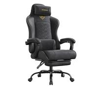 SONGMICS Sedia Gaming, Sedia da Ufficio Scrivania, Ergonomica, Seduta con Molle, Poggiapiedi, Braccioli con Meccanismo Sincronizzato, Nero Inchiostro OBG079B01