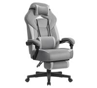 SONGMICS Sedia Gaming, Sedia Ufficio Scrivania, Ergonomico, con Poggiapiedi, Poggiatesta Regolabile, Cuscino Lombare, Portata 150 kg, Grigio Ardesia e Grigio Tortora OBG077G02