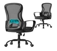 SONGMICS Sedia Ufficio Ergonomica, Sedia Scrivania Girevole in Rete, Supporto Lombare, Funzione Oscillante, Braccioli, Studio Camera da Letto, Nero Inchiostro OBN043BH02