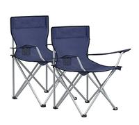 SONGMICS Sedie da Campeggio, Set di 2 Sedie da Esterno, con Braccioli, Portabicchiere, Portatile, Pieghevole, Portante di 120 kg, per Campeggio, Giardino, Spiaggia, Terrazza, Blu Scuro GCB01IN