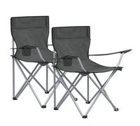 SONGMICS Sedie da Campeggio, Set di 2 Sedie da Esterno, con Braccioli, Portabicchiere, Portatile, Pieghevole, Portante di 120 kg, per Campeggio, Giardino, Spiaggia, Terrazza, Grigio Ardesia GCB001G11