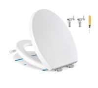 SONGMICS Sedile WC a Forma a O, Chiusura Rallentata, Sgancio Rapido | Copriwater in Plastica PP, Facile da Montare, Maniglia, Regge 300 kg, Bianco, Collezione Bekin BTL001WZ01