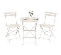 SONGMICS Set da Giardino da Esterno, 3 Pezzi, 2 Sedie, 1 Tavolo, Pieghevole, Salottino da Esterno, Acciaio, Resistente alle Intemperie, per Balcone, Terrazza, Beige Cappuccino GGF036LZ01