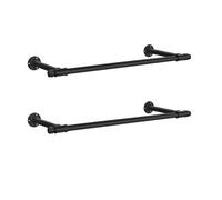 SONGMICS Set di 2 Appendiabiti da Parete, Stile Industriale, Salvaspazio, 30 x 84 x 7 cm, Portata 60 kg, Facile da Montare, Acciaio, Nero / Bianco Cloud