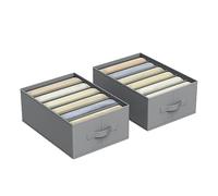 SONGMICS Set di 2 Organizzatori per Armadio a 6 Scomparti, Scatole per Biancheria Pieghevoli, Contenitori per Guardaroba, 42 x 30 x 17 cm, per Pantaloni, Vestiti, Grigio Tortora RUS009G02