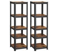 SONGMICS Set di 2 Scaffalature, 37 x 37 x 150 cm, Max Carico di 400 kg (80 kg per Ogni Ripiano), Scaffale Industriale, Ripiani Regolabili, per Soggiorno, Cucina, Marrone Vintage e Nero GLR037B02