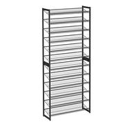 SONGMICS Set di 2 Scarpiere Impilabili a 6 Livelli, Scaffale Portascarpe a 12 Ripiani, Organizzatore per 48-60 Paia di Scarpe, Ripiani a Rete in Metallo, Regolabili in Piano o ad Angolo, Nero LMR12B