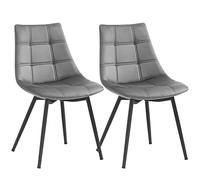 SONGMICS Set di 2 Sedie da Pranzo, Sedie da Cucina Moderne, Sedie Imbottite con Gambe in Metallo e Rivestimento in Velluto Liscio, Grigio LDC84GY