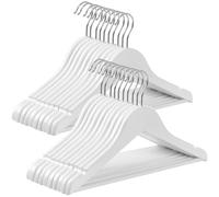 SONGMICS Set di 20 Grucce Bambini in Legno Massello, Grucce per Bianco + Argento