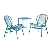 SONGMICS Set di 3 Mobili da Giardino Trattoria, Sedie Acapulco da Esterno, Tavolino e 2 Sedie, Set di Mobili per Interni ed Esterni, Portico del Balcone, Blu Lago GGF021L01