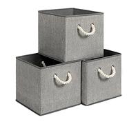 SONGMICS Set di 3 Scatole Portaoggetti in Tessuto, 30 x 30 x 30 cm