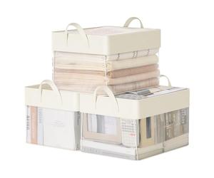 SONGMICS Set di 3 Scatole Portaoggetti Pieghevoli, 40 x 30 x 25 cm
