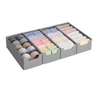 SONGMICS Set di 4 Divisori per Cassetti, per Cassettiere HEMNES e MALM di IKEA, senza Separatori, Organizzatori per Biancheria Intima Pieghevole, 40 x 16 x 10 cm, Grigio Tortora RUS012G01