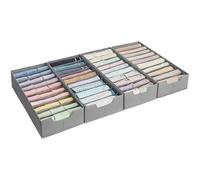 SONGMICS Set di 4 Divisori per Cassetti, per Guardaroba PAX di IKEA, con Separatori, Organizzatori per Biancheria Intima Pieghevole, 50 x 22 x 10 cm, Grigio Tortora RUS015G01