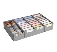 SONGMICS Set di 4 Organizer Cassetti, per Cassettiere HEMNES e MALM di IKEA, con Separatori, Organizzatori per Biancheria Intima Pieghevole, 40 x 16 x 10 cm, Grigio Tortora RUS014G01