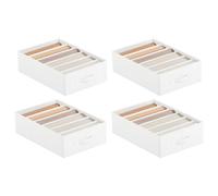 SONGMICS Juego de 4 Organizadores de Cajón, Organizadores de Armario de 6 Compartimentos, Organizadores Plegables, 42 x 30 x 17 cm, para Pantalones, Ropa, Bianco Nuvola RUS009W04