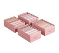 SONGMICS Set di 4 Organizzatori per Armadio a 6 Scomparti, Scatole per Biancheria Pieghevoli, Contenitori per Guardaroba, 42 x 30 x 17 cm, per Pantaloni, Vestiti, Rosa Pastello RUS009R01