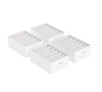 SONGMICS Juego de 4 Organizadores de Cajón, Organizadores de Armario de 6 Compartimentos, Organizadores Plegables, 42 x 30 x 17 cm, para Pantalones, Ropa, Bianco Nuvola RUS009W04