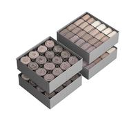 SONGMICS Set di 6 organizer per cassetti, 120 scomparti (3 x 16 + 3 x 24), organizer pieghevole per armadio, 30 x 30 x 10 cm, scatole per calze, biancheria intima, cinture, grigio tortora RUS011G02