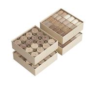 SONGMICS Set di 4 Organizzatori per Cassetto, 80 Scomparti (2x16+2x24), Scatole per Calze Pieghevoli, per Armadio, 30 x 30 x 10 cm, per Calzini, Biancheria Intima, Cravatte, Beige Sabbia RUS011K01