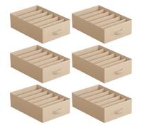 SONGMICS Set di 6 Organizer per Cassetti, Organizer Pieghevoli a 6 Scomparti per Armadio, 42 x 30 x 17 cm, per Pantaloni, Abiti, Beige Sabbia/Bianco Nuvola